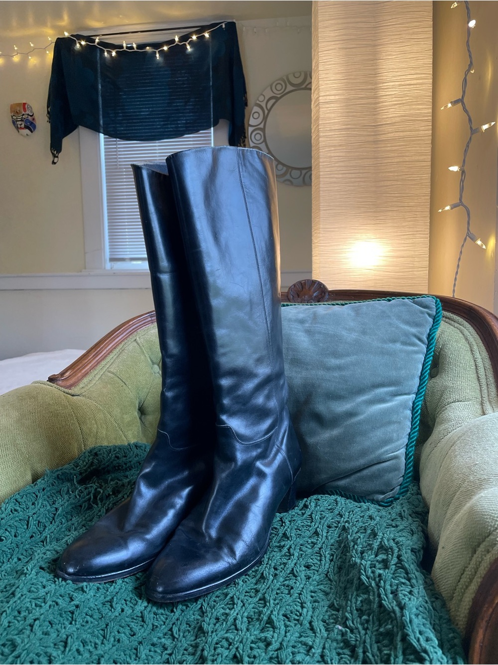 Calvin Klein Classifications Vintage Western Black Leather High Heel Boot Y2K - Picture 13 of 16